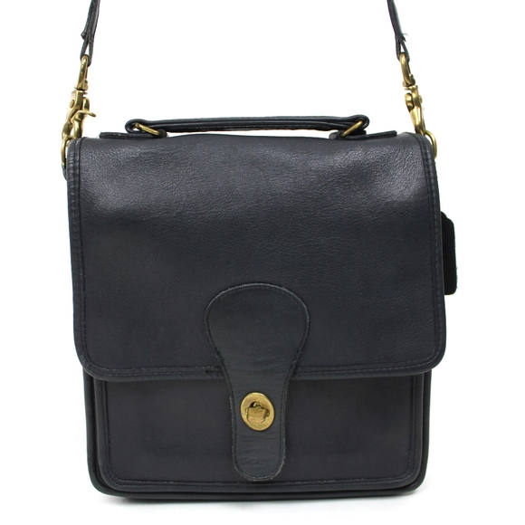 Coach Handbags - Vintage Coach Black Leather Flap Crossbody Purse